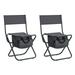 2 Pieces Folding Outdoor Chair with Storage Bag & backrest Insulation Function 3-in-1 Casual Camping Fishing Chair (Gray)