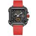 Luxury Watch Men Brand Unique Square Design Fashion Quartz Sports Tape Watches Men Waterproof Relogio Masculino ON6831 black red