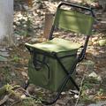 Oneshit Outdoor Folding Chair With Cooler Bag Compact Fishing Stool Fishing Chair With Double Oxford Cloth Cooler Bag For Fishing/Beach/Camping/Family/Outing Camping & Hiking Clearance Sale
