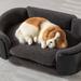 BEKAY Dog Sofa Bed Elevated Dog Bed with Removable And Washable Cushion Cover Carving Wooden Legs for Small and Medium Size Dogs Kitten