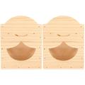 Set of 2 Pet Food Containers Bunny Feeder Rabbit Grass Stand Hey Wood Rack Wooden Taste