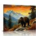 Nawypu Abstract Animal Wall Art Brown Bear in the Moutain Giclee Art Print Poster Picture Forest Rocky Mountain Artwork for Office Home Living Room Wall Decoration