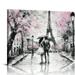 CANFLASHION Pink Paris Wall Decor for Bedroom Bathroom Black and White Wall Art Pictures for Country Decorations Farmhouse Modern Framed Paintings Artwork for Home Art Prints Poster with Wood Fram