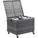 Rolling File Box - Storage Cabinet With Wheels - File Organizers Boxes - Synthetic Rattan Wicker Office Decor - Home Office (Grey)