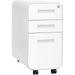 Stockpile Slim 3-Drawer Mobile File Cabinet with Lock - Under Desk Metal Filing Cabinet Legal/Letter File Folders Wheels and Stationary Feet Pre-Assembled White