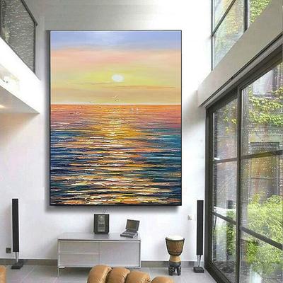 Oil Painting Handmade Hand Painted Wall Art Abstract Knife PaintingLandscape SunriseHome Decoration Decor Rolled Canvas No Frame Unstretched