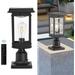 WAGEE Solar Outdoor Post Light Dusk to Dawn Lamp Post Light Fixture with Remote Control Large Exterior Pillar Lights with Pier Mount Base Waterproof Solar Powered Pole Light Fixtures for Outside