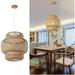 Hand-Woven Bamboo Pendant Light Rattan Handwoven Pendant Lamp Natural Chandeliers Domed Shape Woven Light 1 Light Hanging Light for Kitchen Farmhouse Beige (19.68 x 18.89inch)