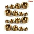 20pcs 1/8 1/4 3/8 1/2 Inch NPT Brass Internal Hex Thread Socket Pipe Plug Set