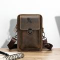 Men's Crossbody Bag Mobile Phone Bag Messenger Bag Belt Bag Cowhide Outdoor Daily Zipper Solid Color Black Brown