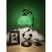 ble Lamp Green Stained Glass Green Leaves Iron Metal Leaves Base Included LED Bulb Vintage for Living Room Dining Room Bedroom Bedside Office Hotel H21*W11 in