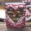 3D Bookshelf Coffee Mug, Easter Decorations Ceramic Mug, Creative Space Design Multi-Purpose Mugs, Book Lover Mug Birthday Gifts Coffee Mugs for Library Office