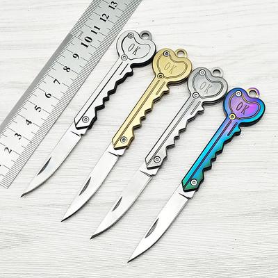 OK Foldable Knife Key Chain Mini Pocket Knife Box Cutter Keychain Pendant Color Handle Decoration