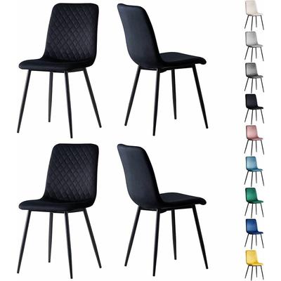 Esszimmerstühle LEXI im 4er Set, mit Samtbezug & Metallbeinen, Designstuhl, Schwarz Image
