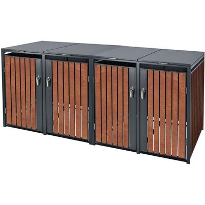 Ml-design - Mülltonnenbox 4er 4 Tonnen 240L 264x80x116,3cm Anthrazit-Rostoptik, Stahl/Cortenstahl, Image