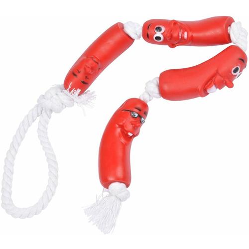Hundespielzeug wrüstchen am tau, quietschend, 67,5 cm, rot