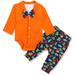 Viworld Infant Newborn Baby Boy African dinosaur Outfits Romper+Pants Gentleman Clothesï¼ˆOrangeï¼Œ9-12mï¼‰