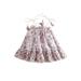 aturustex Baby Girls Summer Dress Floral Print Bandage Loose Sleeveless Dress
