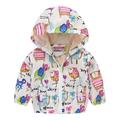 Cathalem Big Kid Coat Toddler Coats Cute Kid Jackets Boys Girls Cartoon Dinosaur Rainbow Camouflage Zip Windproof Jacket Hooded Trench (White 12-18 Months)