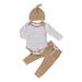 3pcs Newborn Baby Girl Boy Pants Set Long Sleeve Striped Romper Tops + Trousers + Hat