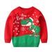 Kids Casual Sweater Autumn Winter Warm Cute Cartoon Christmas Pullover Knit Top Toddler Boys Girls Xmas Knitwear Holiday Sweater 3-8Y Dinosaur