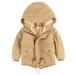 QUYUON Baby Winter Jacket Discounts Long Sleeve Parka Thickened Jackets for Toddlers Girls Boys Fleece Hooded Jackets Kids Zip Up Outerwear Coat Toddler Kids Jacket Sweatshirt Beige 3T-4T