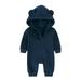 QIANGONG Baby Boys Bodysuits Solid Baby Boys Bodysuits Hooded Long Sleeve Baby Boys Bodysuits Navy 12-24 Months