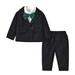 QIANGONG Boys Outfit Sets Solid Boys Outfit Sets Turndown Neckline Long Sleeve Boys Outfit Sets Black 3-4 Years