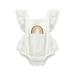 aturustex Stylish Baby Girls Romper featuring Fly Sleeves and Rainbow Lace Patchwork for Summer