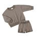 Hfyihgf Infant Girls Boys Two Piece Outfits Casual Sweatsuits Fall Long Sleeve Crewneck Pullover Sweatshirt and Shorts Set Solid Color Kids Tracksuit(Dark Gray 11-12 Years)