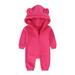 QIANGONG Baby Boys Bodysuits Solid Baby Boys Bodysuits Hooded Long Sleeve Baby Boys Bodysuits Hot Pink 6-9 Months