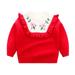 QIANGONG Girls Sweaters Flower Embroidery Girls Sweaters Crew Neck Long Sleeve Girls Sweaters Red 2-3 Years