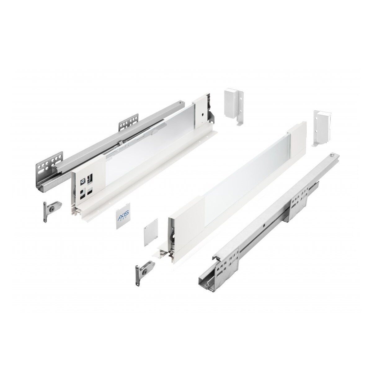 MS Beschläge Schubkastenschienen Glaszargen Schubladensystem Weiß Soft Close L 550mm H 86mm Image