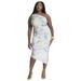 Plus Size Women's Ruched One Shoulder Dress by ELOQUII in Botanical Beauty (Size 28)