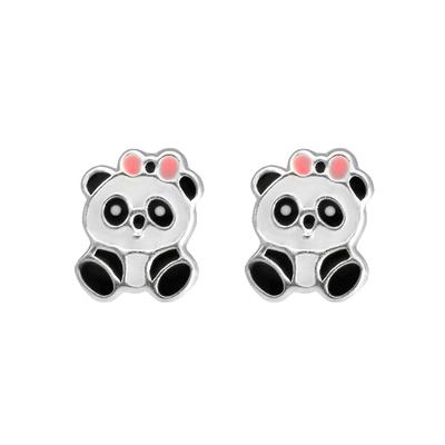 Paar Ohrstecker FIRETTI "Schmuck Geschenk Silber 925 Ohrschmuck Pandabär", schwarz (silberfarben, rosa, weiß, schwarz), Ohrringe, Mädchen, Silber 925 (Sterlingsilber) Image