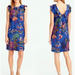 J. Crew Dresses | J. Crew Blue Tropical Floral Ruffle Knee-Length Sleeveless Silk Dress Size 8 | Color: Blue | Size: 8