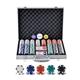 VEVOR Pokerchip-Set, 500-teiliges Pokerset Ungekennzeichnet, Pokerspielset mit Alu-Pokerkoffer, Karten, Knöpfe und Würfel, Komplett Set 9-10 Spieler für Texas Hold'em, Blackjack, Glücksspiel usw.