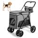 Dog Stroller, Pet Wagon Stroller with Dual Entry, One-Click Folding 4 Wheel Pet Cart, with Detachable Storage Bag, Portable Pet Travel Stroller, for Medium Dogs,Grey