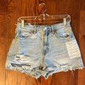 American Eagle Outfitters Shorts | American Eagle Highest Rise Boyfriend Rainbow Patchwork Denim Short Women Size 6 | Color: Blue/White | Size: 6