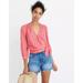 Madewell Tops | Madewell Pink Wrap Top Cecilia Stripe Long Sleeve Blouse Size Xxs | Color: Pink | Size: Xxs
