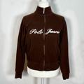 Polo By Ralph Lauren Tops | Brown Polo Jeans Cursive Mock Neck Zip Up Jacket | Color: Brown | Size: M