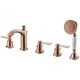 ZJYYYDS 5 Hole Bath Shower Mixer Tap Set Double Handle Bathroom Tub Tap Hot and Cold Bathtub Mixer Tap with Pull Out Handheld Shower, Rose Gold-B hopeful