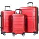 BuzToz Unisex Adult Luggage 3 Piece Sets Hard Shell Suitcase with Spinner Wheels, TSA Lock,Lightweight, Durable, Red, 3 Piece Set(20in24in28in), Luggage 3 Piece Sets Hard Shell Suitcase with Spinner