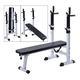 Finer Form Semi-Commercial Sit Up Home Gym Equipment, Weight Bench with Weights and Bar, Foldable Home Fitness Bench Press, Barbell Rack Height Adjustable Weight Bench Set White