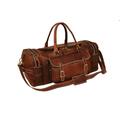 Parrys Leather World 17.5" New Handmade Vintage Rustic Real Brown Leather Travel Duffel Luggage Gym Bag Overnight Weekender Bag for Men's and Women's