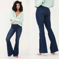 Free People Jeans | Free People Penny Pull On Flare Raw Hem Denim Jegging Stretch Jeans | Color: Blue | Size: 27