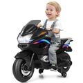 Maxmass 12V Kids Electric Motorcycle, Battery Powered Ride on Motorbike with Training Wheels, Headlights, Horn, Music, USB/TF/AUX Port, Children Electric Motor Bike for 3+ Years Old (Black)