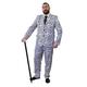 DALMATIAN PRINT SUIT FANCY DRESS COSTUME WITH BLACK TIE AND CANE - PERFECT AS A HALLOWEEN COSTUME - SIZE: XX-LARGE