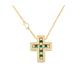 XqmarT 925 sterling silver cross necklace with green zircon size cross pendant twisted water wave chain for men ()