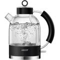 ASCOT Electric Kettle, Glass Electric Tea Kettle, Gift for Man/Women/Family, 1.5L Borosilicate Glass Tea Heater & Hot Water Boiler, Auto Shut-Off Boil-Dry Protection (Black)